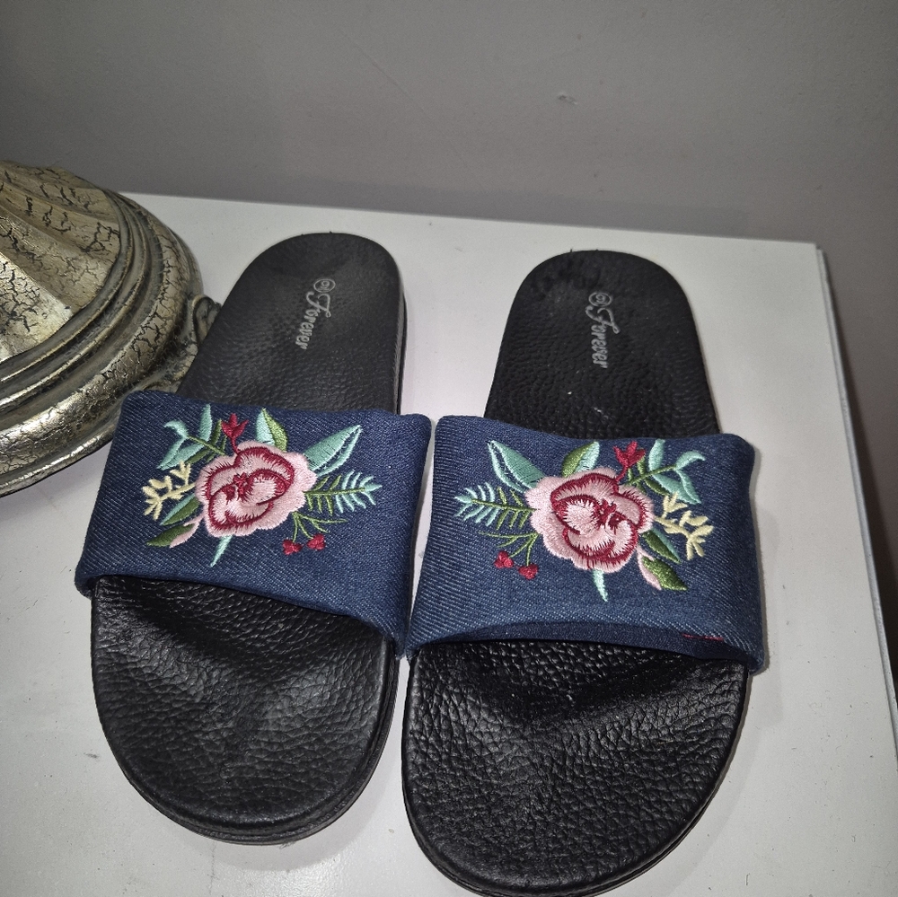 RESA Black and Blue Floral Sandals